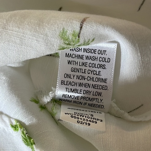 Croft & Barrow Palm Tree Print White Linen Rayon Sleeveless Button Down Top Sz S - Picture 11 of 12